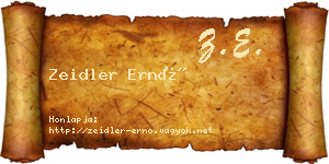 Zeidler Ernő névjegykártya